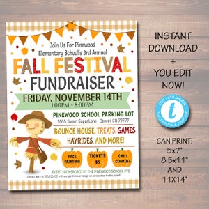 EDITABLE Fall Festival Fall Harvest Flyer/Poster Printable Halloween Invitation, Community Halloween Event, Church School Halloween Party