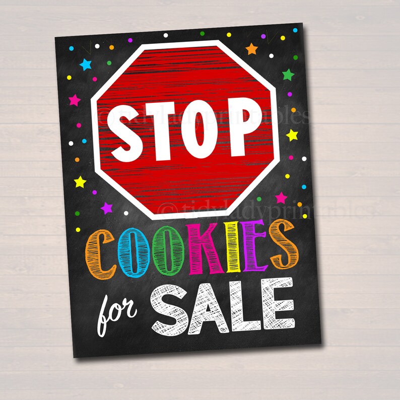 Cookie Booth Sign Cookie Sale Cookie Booth Poster Stop Cookies Sold Here INSTANT DOWNLOAD Fundraiser Booth Printable Cookie Drop Banner