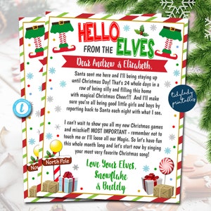 Lettera di arrivo degli elfi, Ciao dagli elfi Lettera per bambini, Natale siamo tornati! Ciao dagli Elfi, MODELLO EDITABILE stampabile della lettera di Natale