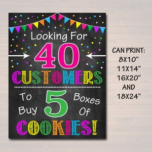 Cookie Booth Sign, Looking for Customers, Printable Cookie Drop Banner, Cookie Booth Poster, Cookie Sale, INSTANT DOWNLOAD Fundraiser Booth