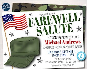 Army Deployment Invitation: Farewell Salute, Editable Template (Digital)
