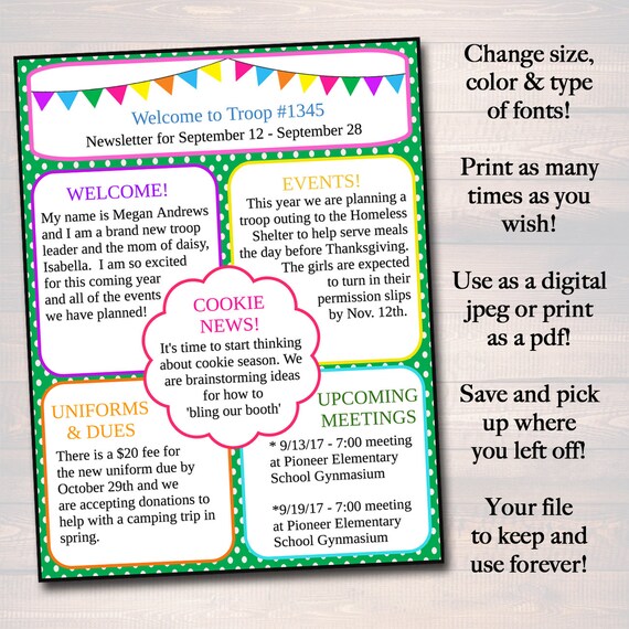 Editable Newsletter Template Instant Download Teacher Etsy