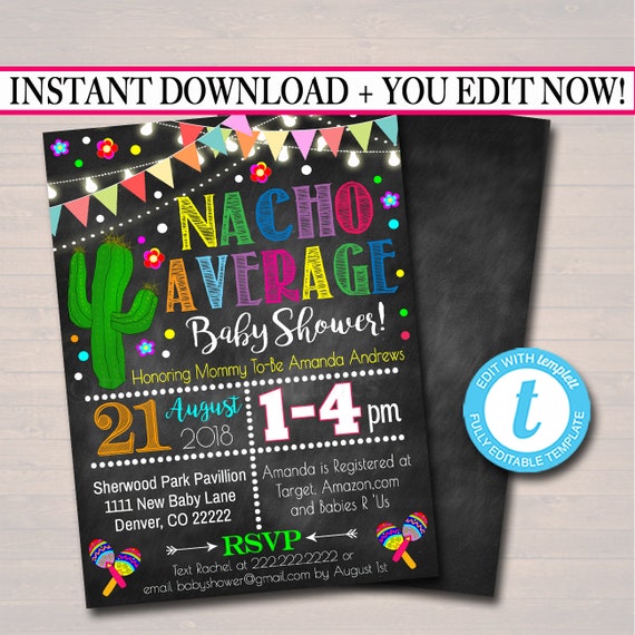 nacho average baby shower invitations