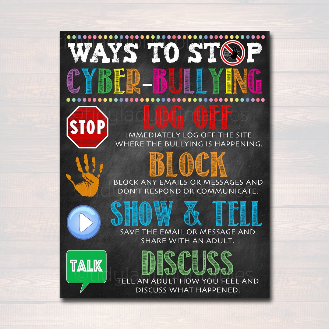 PRINTABLE Anti Cyberbullying Poster Computer Lab School Sign Classroom
