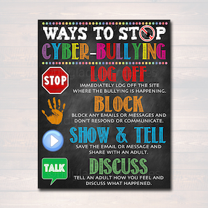 PRINTABLE Anti Cyber-Bullying Poster Computer Lab School Sign Classroom Decor IT Computers Teacher Technology Class, School Counselor Poster