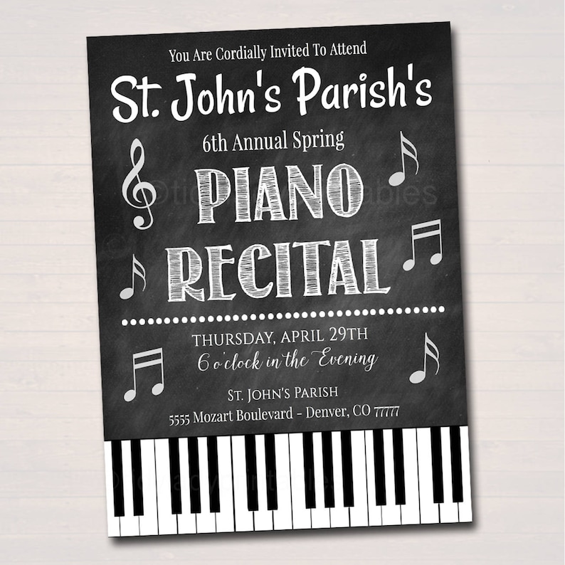Piano Music Performance Church Concert Invitation EDITABLE Piano Recital InvitationFlyer Digital Invite School Event INSTANT DOWNLOAD