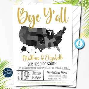 Moving Away Party Invitation: Map Farewell, Southern Theme (DIY Digital)