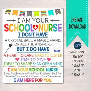 School Nurse Office Decor, I am Your School Nurse Sign Nursing Gift, School Health Office, Health Clinic Printable Wall Art INSTANT DOWNLOAD