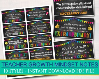 Growth Mindset Teacher Notes: Motivational Classroom Decor (Digital Download)