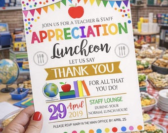 Editable Teacher Appreciation Luncheon Invitation Template (Printable Digital Download)