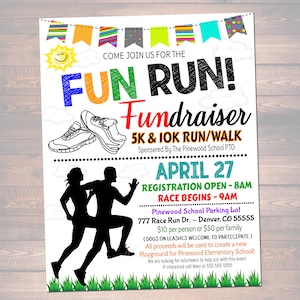 Editable Fun Run Flyer Template: School Fundraiser (8.5x11&quot;)