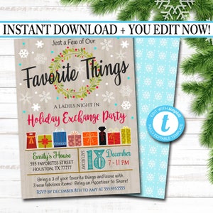 Editable Favorite Things Holiday Exchange Party Invitation (Digital Download)
