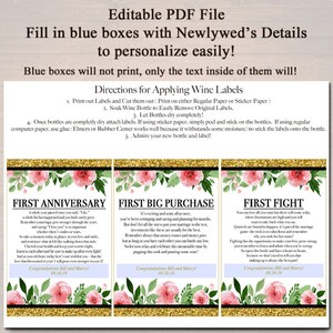 EDITABLE Marriage Firsts Wine Labels, Printable Wine Label, Marriage Milestones Label Set ...