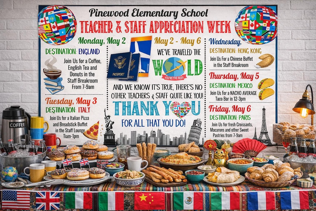 Around the World International Themed Teacher Appreciation Week ...
