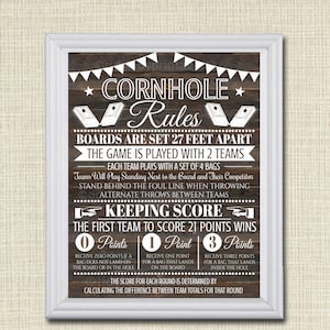 Cornhole Rules Sign, Family Outdoor Games, Bag Toss Tournament Yard Sign, Points Score Sign, Bar Leauge Rules, Printable INSTANT DOWNLOAD