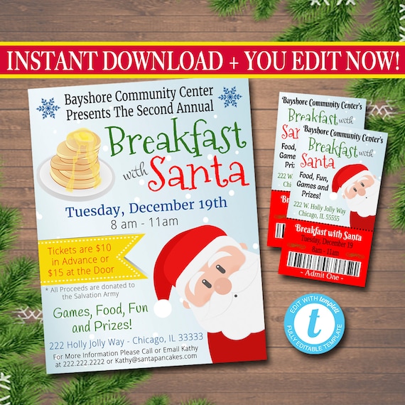 editable breakfast with santa flyer tickets breakfast with flyer invitation