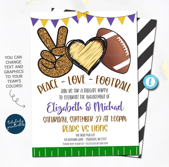 Football Engagement Invitation, Touchdown Party Coed Couples Tailgate Party, Any Team Sports, Fall Invitation, Autumn Celebration, EDITABLE Il_570xn
