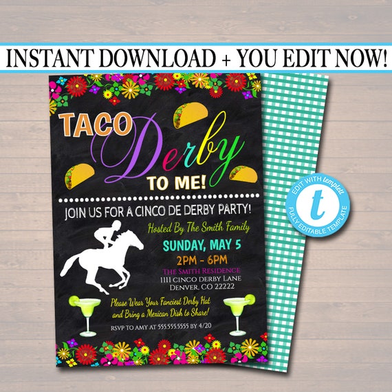 Editable Cinco De Derby Fiesta Nacho Average Derby De Mayo Invitation