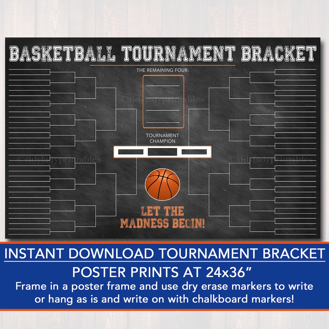 Basketball Tournament Bracket INSTANT DOWNLOAD Basketball - Etsy