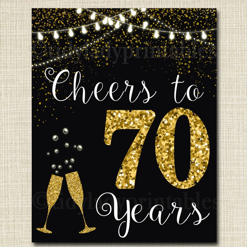 Cheers To 70 Years 70th Wedding Sign Cheers To Seventy Years 70th