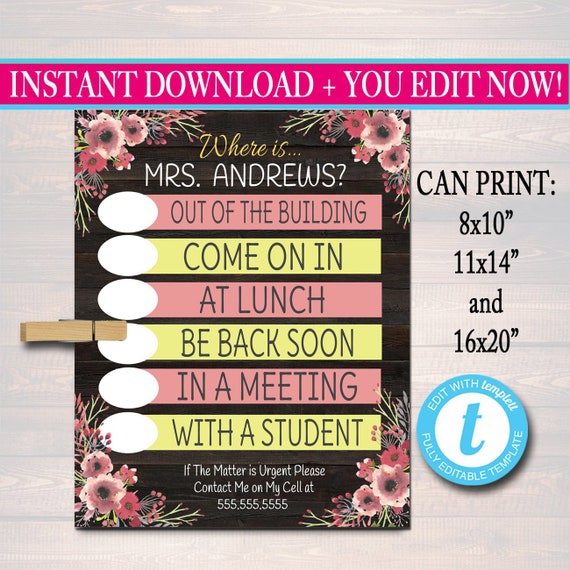 Editable Door Sign Classroom Decorations Custom Teacher