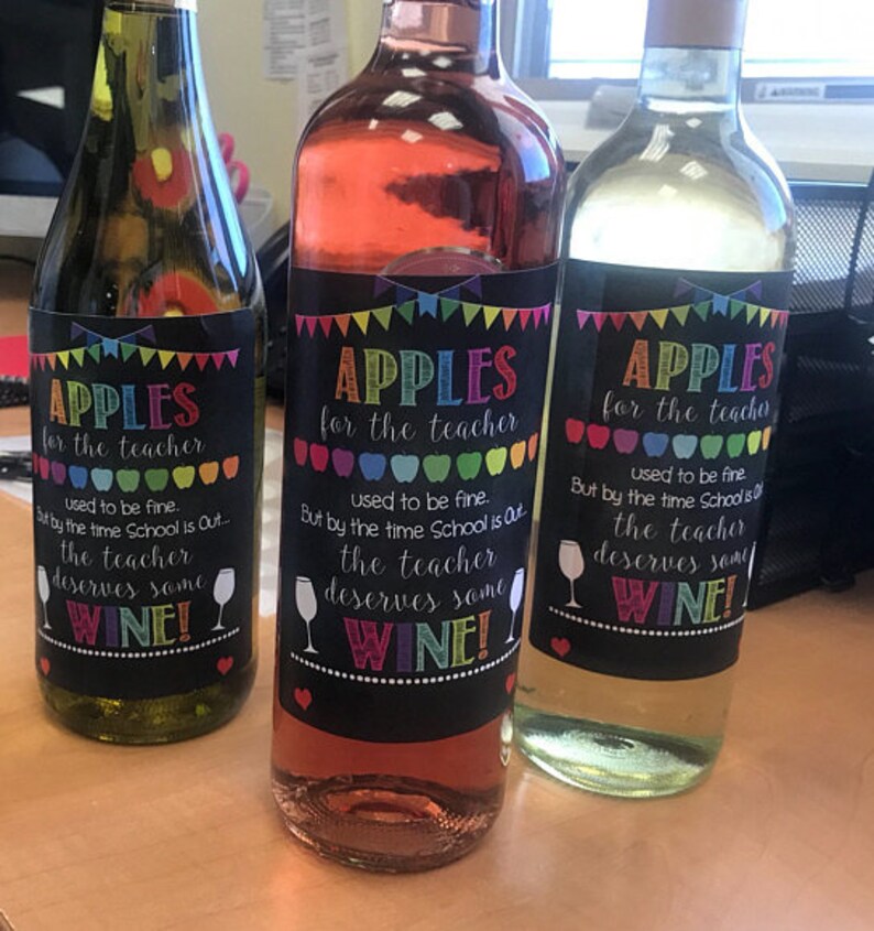 editable teacher gift end of school year wine label