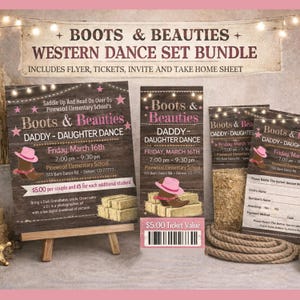 Daddy Daughter Dance Flyer Set: Boots & Beauties Barn Dance (EDITABLE Digital Download)