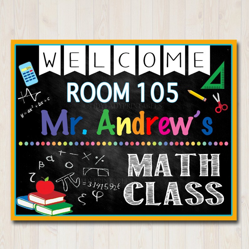 Personalized Math Teacher Classroom Door Sign (digital Download) - Etsy