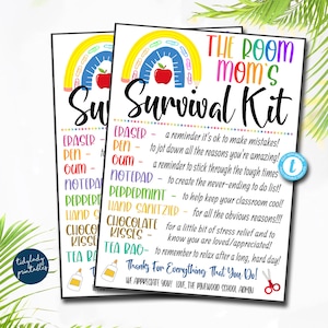EDITABLE Room Mom&#39;s Survival Kit Printable, Back to School Gift, Pta Pto, School Staff Appreciation Day, Thank You Gift Idea TEMPLATE