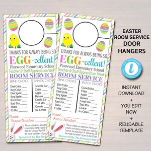 Ostern-Zimmer-Service-Türaufhänger, SOFORTIGER DOWNLOAD, Lehrer- und Mitarbeiter-Anerkennung, druckbare bearbeitete Dankeschön-Tag-Schule Pto Pta