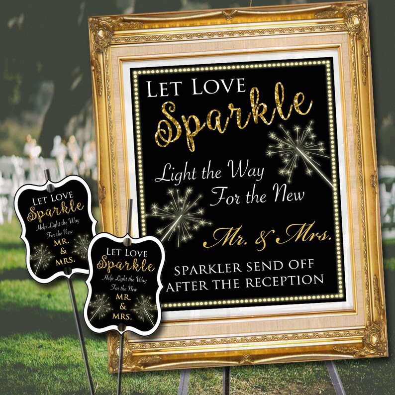 Sparkler Send Off Set Sign & Tags Wedding Sparkler Package