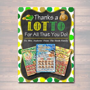 Titolare della carta regalo della lotteria, regalo stampabile della lotteria di ringraziamento Apprezzamento per l'insegnante, regalo per l'allenatore DOWNLOAD IMMEDIATO buono regalo per babysitter