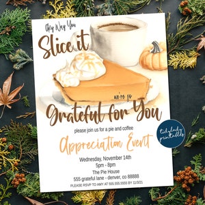 Fall Pie Appreciation Invitation: Thanksgiving Thank You (EDITABLE)
