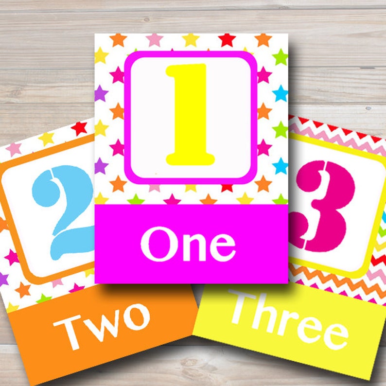 Colorful Children's Number Art Nursery Art Playroom Etsy