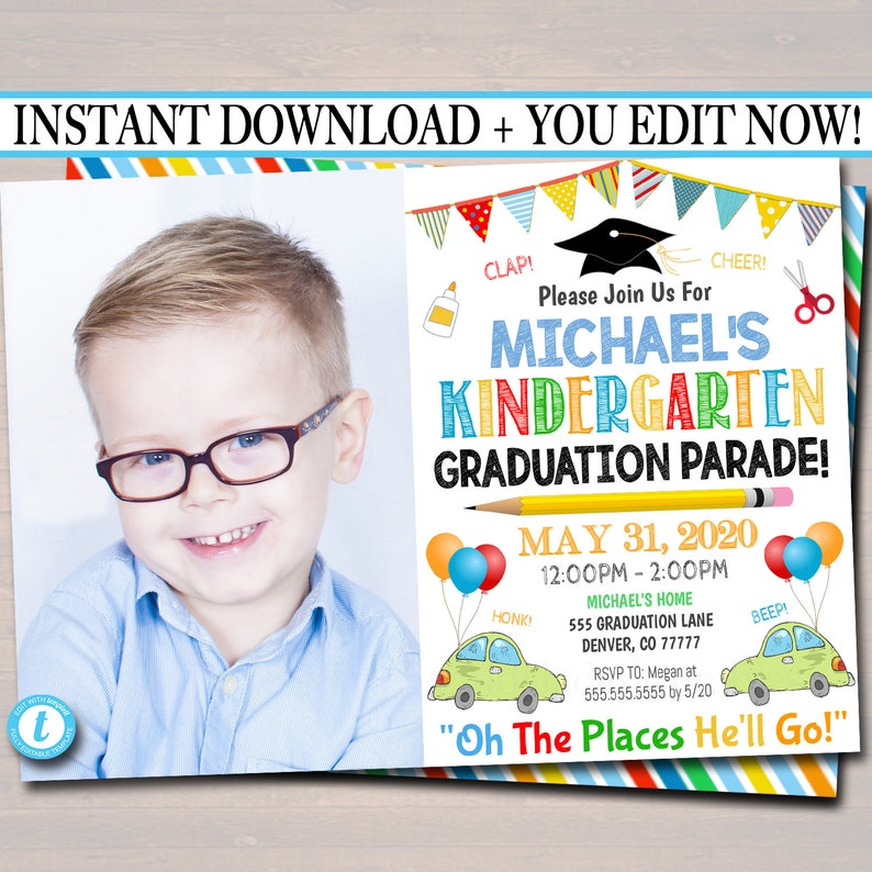 Drive by Graduation Parade Party Invitation Virtual Online | Etsy