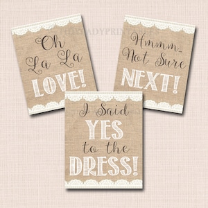 Say Yes To The Dress Signs, Yes to the Dress Paddle Game, INSTANT DOWNLOAD Bridal Game, Wedding Dress Sign Bridal Dress Shopping Bride to Be