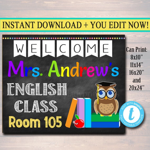 English Teacher Classroom Door Sign Printable Classroom Sign Etsy
