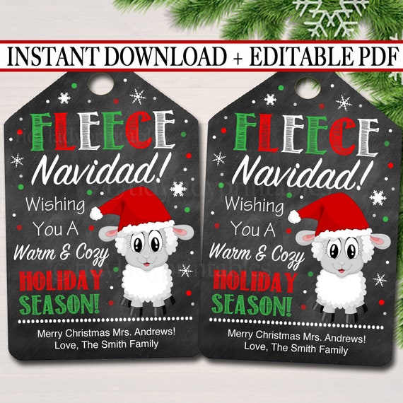 Editable Fleece Navidad Christmas Gift s Secret Santa Office Staff Teacher Gift Holiday Printable White Elephant Instant Download By Tidylady Printables Catch My Party