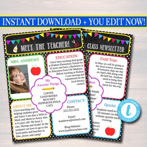 Plantilla de boletín EDITABLE, DESCARGA INSTANTÁNEA, Boletín para maestros, Boletín de eventos, Formulario de comunicación para padres, Regreso a la escuela imprimible