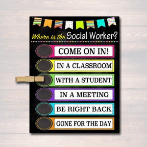 Social Worker Office Door Sign: Printable Chalkboard Decor (INSTANT DOWNLOAD)