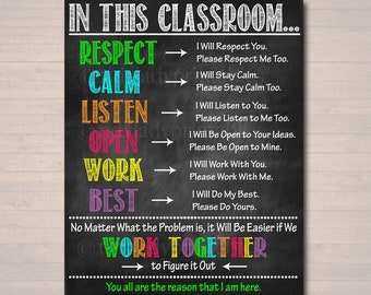 Classroom Decor, High School Teacher Printable Poster, Expectations Rules Respect Teen Class Decor, Behavior Classroom Management Printable