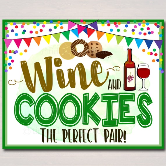 Cookie Booth Sign, Wine and Cookies the Perfect Pair! Cookie Booth Poster, Marketing Display Cookie Sales, INSTANT DOWNLOAD Fundraiser Booth Il_570xn