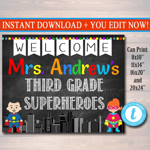 Superhero Teacher Classroom Door Sign Classroom Decor Etsy