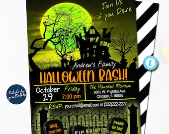 Haunted House Halloween Invitation: Spooky Costume Party (Editable)