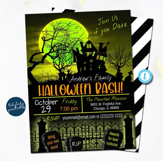 Halloween Invitation, Haunted House, Costume Party Invitation, Scary Adult Party Invite, Adult Halloween, Scary Party Invitation, Editable Il_570xn