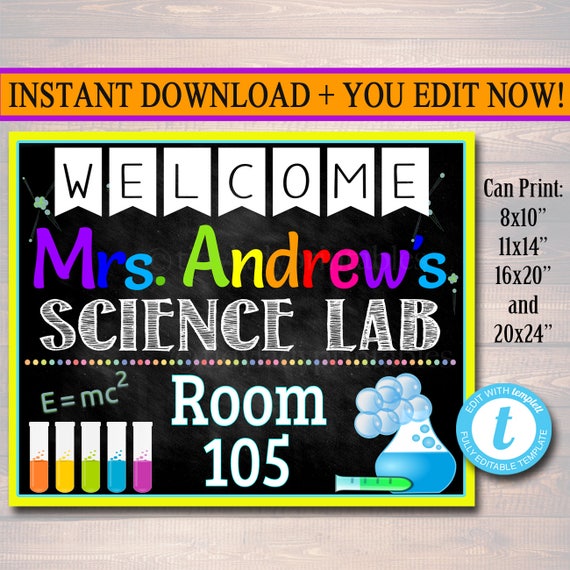 Science Teacher Classroom Door Sign Science Lab Printable