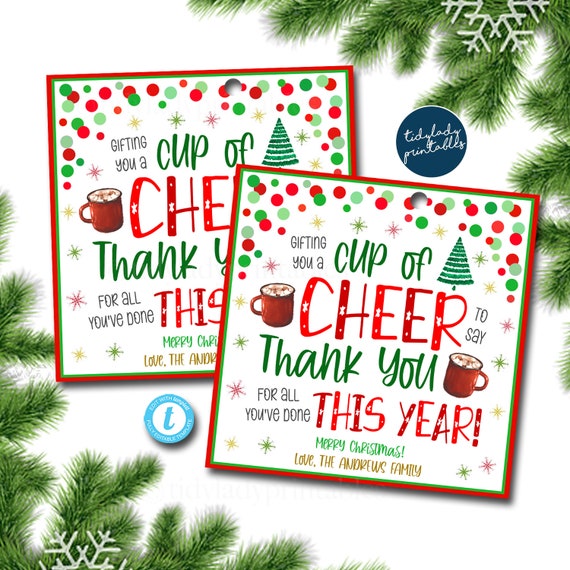 Christmas Gift Tags, Gifting you A cup of Cheer for all you've done this year, Staff Teacher 