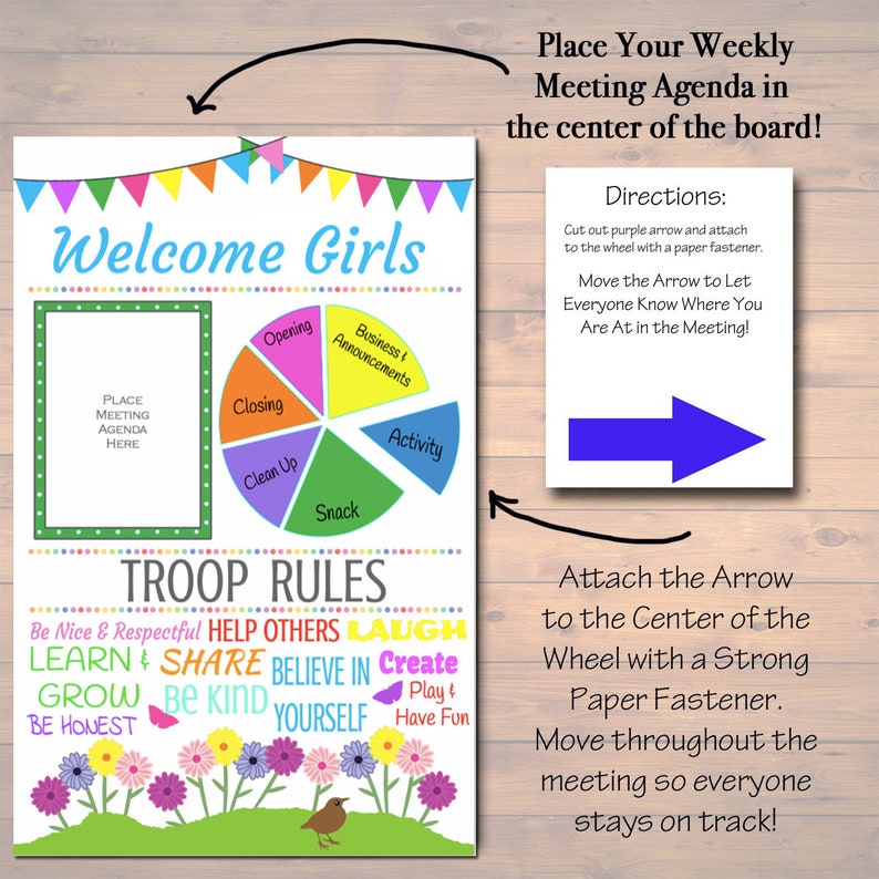 Daisy Kaper Chart & Meeting Display Board INSTANT EDITABLE Daisy Troop Leader Forms, Daisy Meetings, Welcome Printable Panels image 6