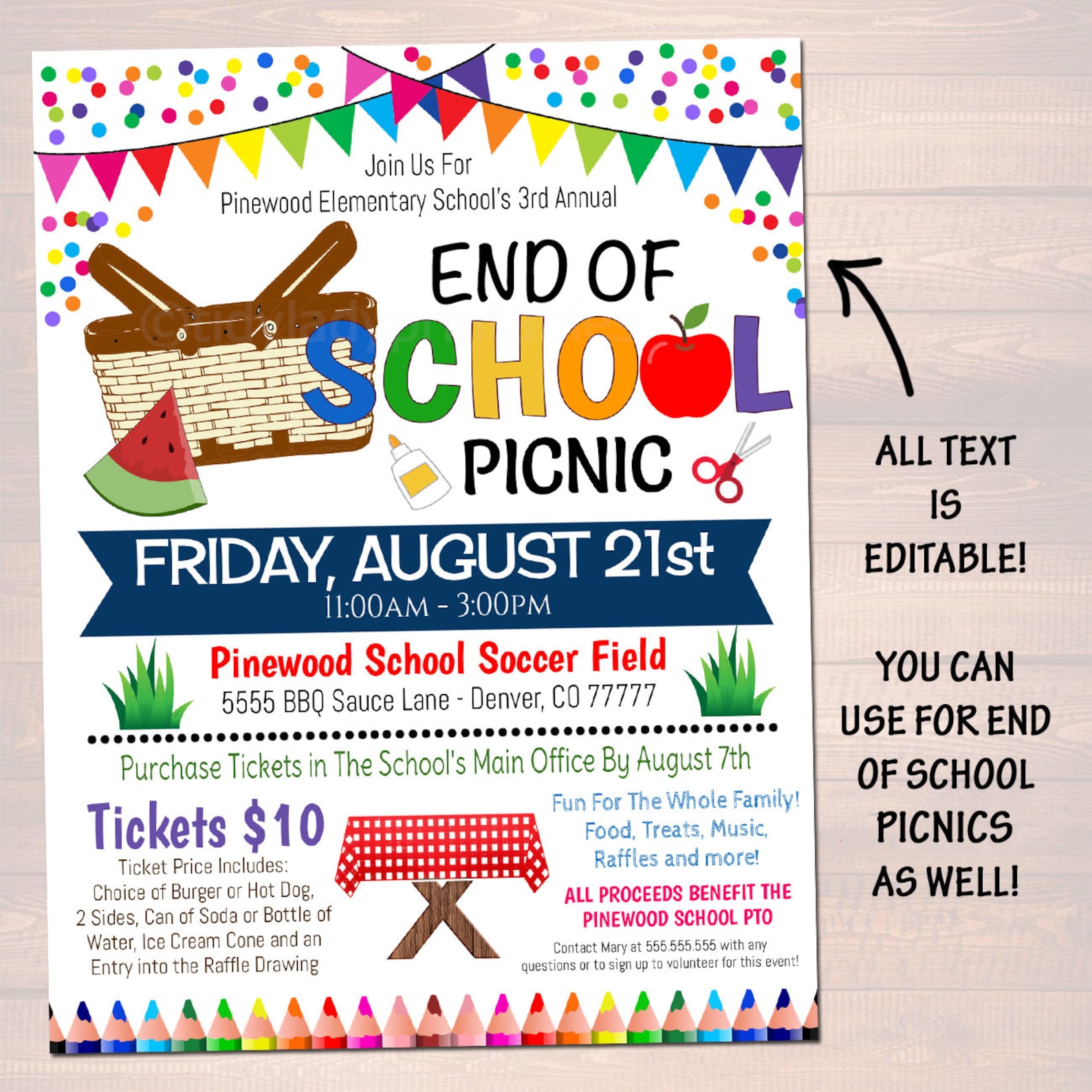 EDITABLE School Picnic Party Invite Teacher Appreciation Week Etsy