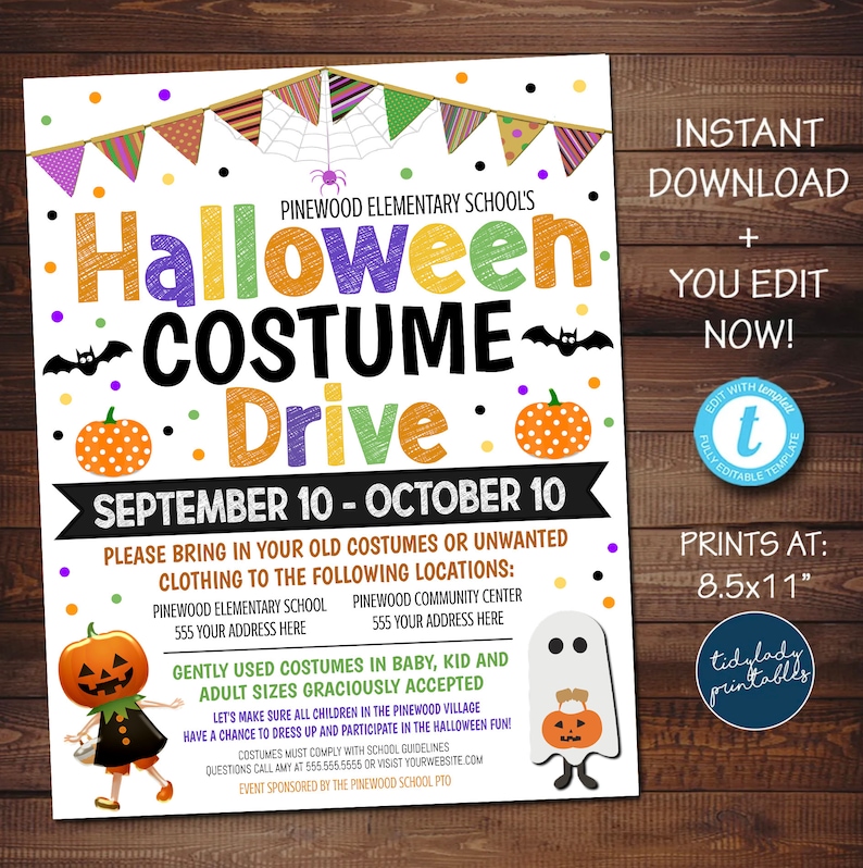 Halloween Costume Drive Flyer: Editable Template (digital Download) - Etsy